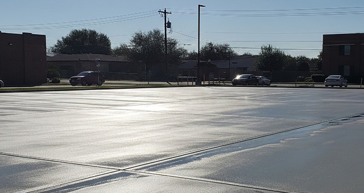 Concrete parking lot at a commercial building