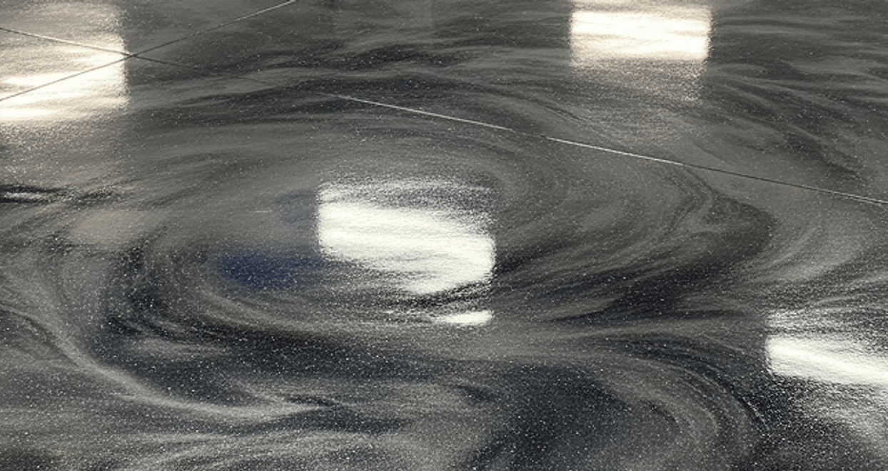 stamped concrete driveway with decorative pattern