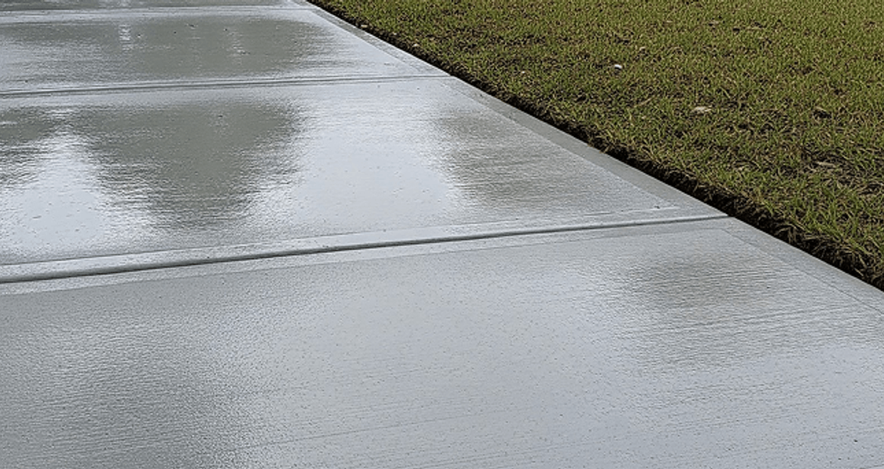 stamped concrete driveway with decorative pattern
